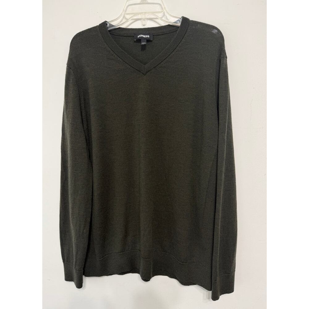 Express 100% Merino Wool Mens V-Neck Sweater sz XXL Preppy Academia‎ Layers